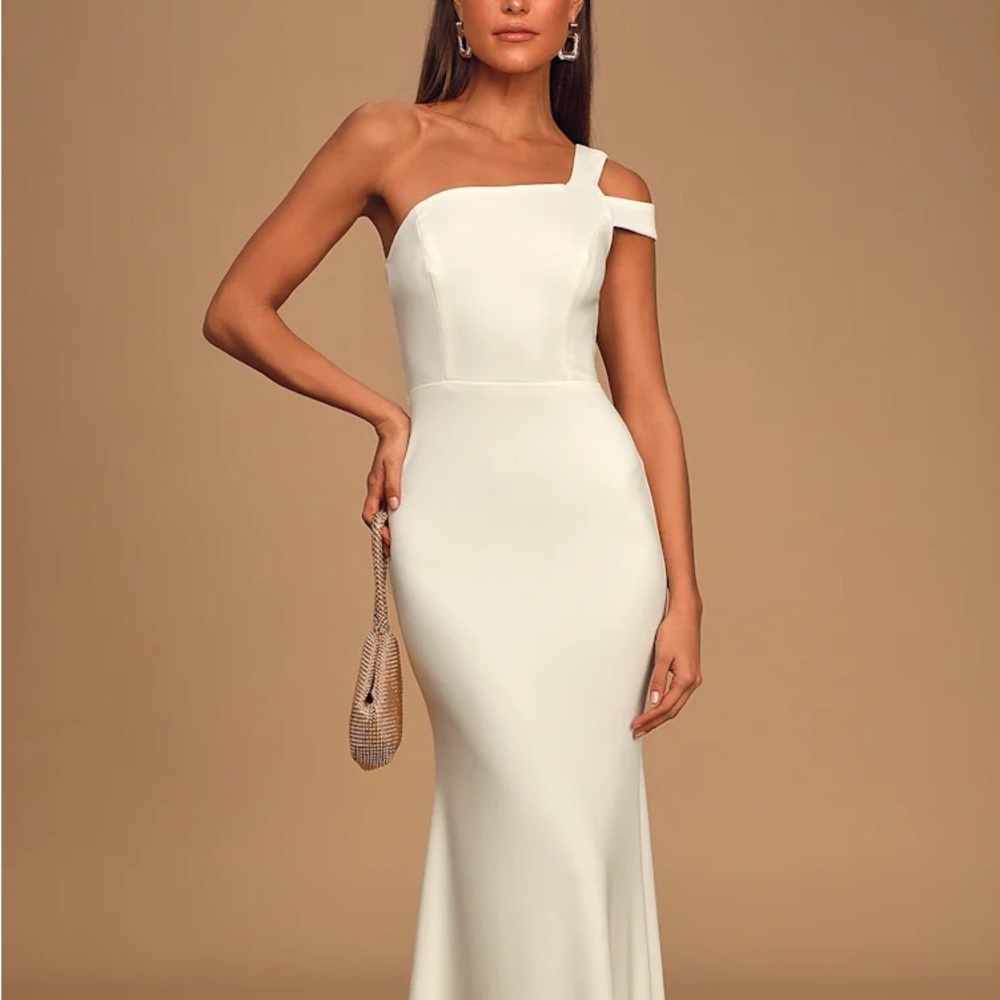 Lulus Make an Entrance Elegant One-Shoulder White Dress